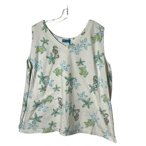 FRESH PRODUCE top ,women 3X. Boho,cottage core,White,starfish,sea horse.tank top